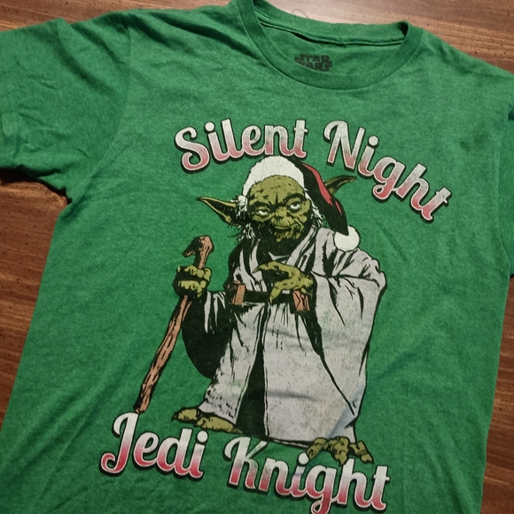 YODA CHRISTMAS T-SHIRT - Small // Star Wars X-Mas tee shirt green holiday funny - Picture 1 of 5